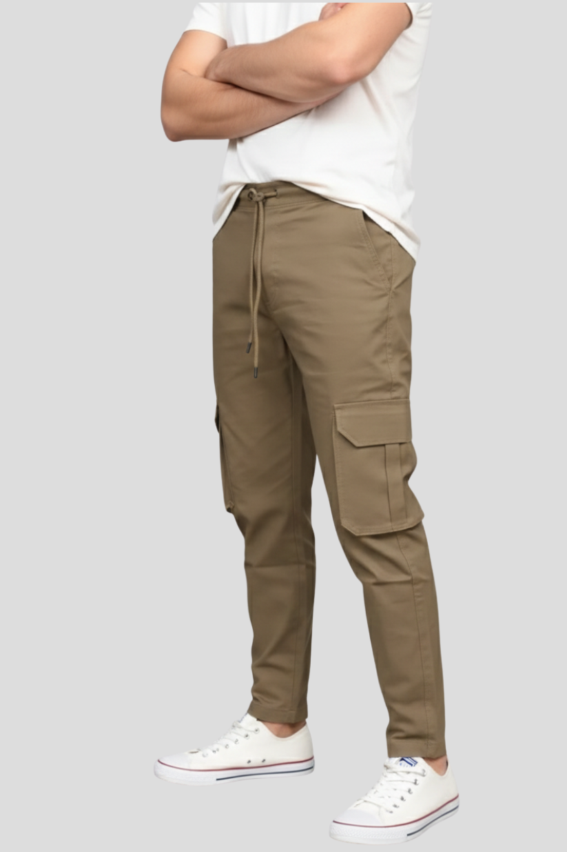 Premium Six Pockets Cotton Canvas Cargo Trouser – Stone Brown