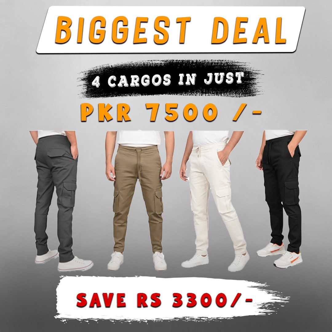 Buy 4 Cargo Trousers in just Rs 7500 - Save Rs 3296